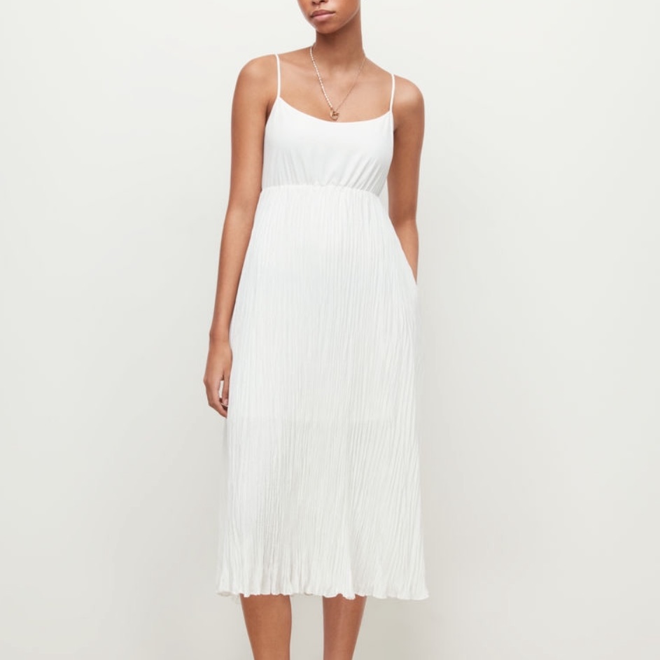Nwt All Saints White Sleeveless Small Dot Mesh Crinkle Dress